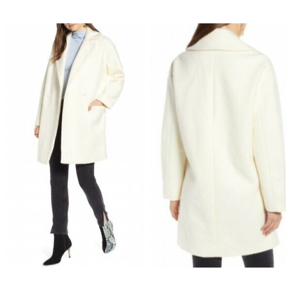 Something Navy Women Double Breasted Jacket in Ivory Size Large